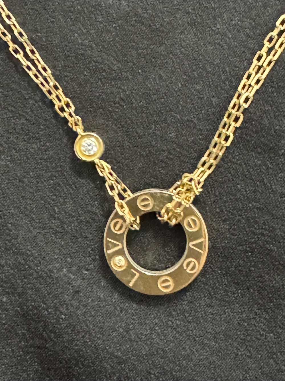 Cartier 18k yellow Gold 2 Diamond LOVE Necklace - Picture 5 of 9